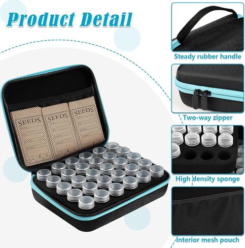 65 Slots Seed Storage Organizer with 20 Seed Envelopes, Sturdy Seed Organizer Box with Zipper Bag Label Stickers 3 Sizes Storage Bottles (Seeds not Included), Seed Storage Container for Flower Plants in Saudi Arabia