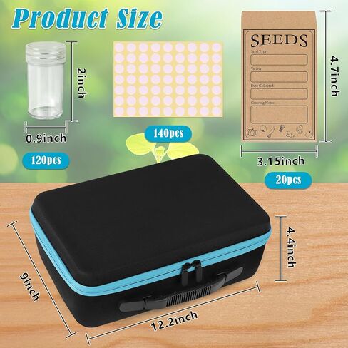 65 فتحات منظم تخزين البذور مع 20 مظاريف البذور ، صندوق منظم البذور القوي مع ملصقات ملصقات حقيبة سستة 3 أحجام زجاجات تخزين (بذور غير متضمنة) ، حاوية تخزين البذور لنباتات الزهور in Kuwait