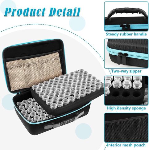 65 فتحات منظم تخزين البذور مع 20 مظاريف البذور ، صندوق منظم البذور القوي مع ملصقات ملصقات حقيبة سستة 3 أحجام زجاجات تخزين (بذور غير متضمنة) ، حاوية تخزين البذور لنباتات الزهور in Kuwait