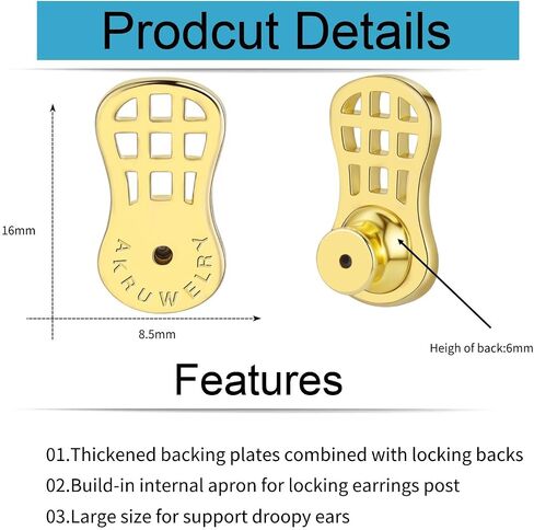 Earring Backs for Droopy Ears, 4pcs Sturdy Tiny Waist Shape Earring Lifter Backs for Heavy Earring Flat Earring Backings for Studs Locking Picered Earring Backers in Saudi Arabia