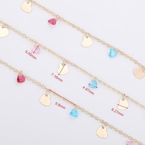 youbeiyee 4 أمتار ملونة Zircon المجوهرات سلسلة الذهب مطلي المغلقة لسلسلة المجوهرات صنع سلسلة القلب المتدلي مع نتائج المجوهرات in Kuwait