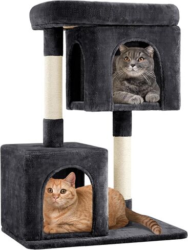 Yaheetech 33.5in Cat Tree Tower for Indoor Cats w/2 Cozy Plush Condos, Oversized Perch & Sisal Scratching Posts, Stable Cat Stand House for Large Cats & Pets in Kuwait