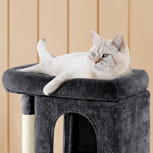 Yaheetech 33.5in Cat Tree Tower for Indoor Cats w/2 Cozy Plush Condos, Oversized Perch & Sisal Scratching Posts, Stable Cat Stand House for Large Cats & Pets in Kuwait