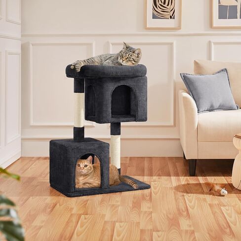 Yaheetech 33.5in Cat Tree Tower for Indoor Cats w/2 Cozy Plush Condos, Oversized Perch & Sisal Scratching Posts, Stable Cat Stand House for Large Cats & Pets in Kuwait