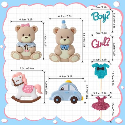 34 PCS Gender Reveal Cake Topper - Bear Cake Topper Cake Balls Decorations with He or She Cake Topper for Boys and Girls Gender Reveal Baby Shower Birthday Party Supplies in Saudi Arabia