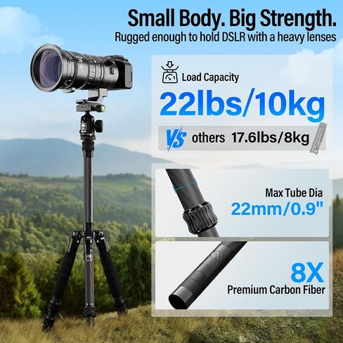 SIRUI Carbon Fiber Travel Tripod with 360° Ballhead B-00K, 50″ Lightweight Compact Professional Camera Tripod, 5 Sections, Quick Release Plate, Weight 2lbs, Loads 13.2lbs/6kg in Saudi Arabia