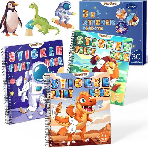 PERRYHOME 3PCS Sticker by Number Paint Books for Girls Ages 4-8, Unicorn Mermaid Frozen Themes Sticker Activity Books, Girls Crafts Party Birthday Christmas Gifts Toys in Saudi Arabia