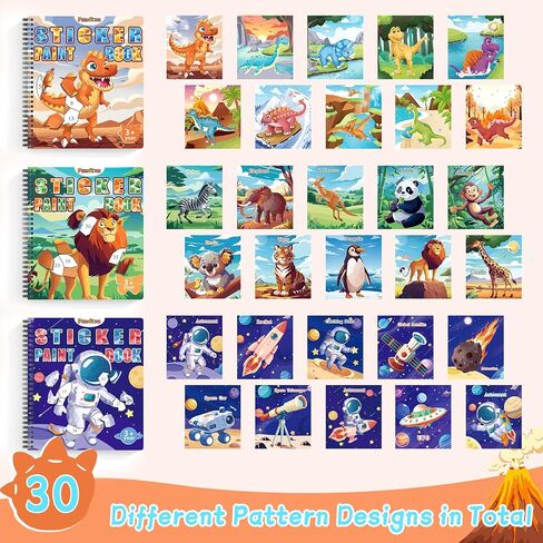 PERRYHOME 3PCS Sticker by Number Paint Books for Girls Ages 4-8, Unicorn Mermaid Frozen Themes Sticker Activity Books, Girls Crafts Party Birthday Christmas Gifts Toys in Saudi Arabia