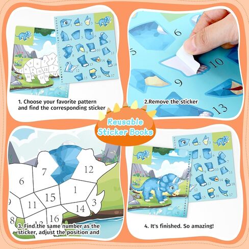 PERRYHOME 3PCS Sticker by Number Paint Books for Girls Ages 4-8, Unicorn Mermaid Frozen Themes Sticker Activity Books, Girls Crafts Party Birthday Christmas Gifts Toys in Saudi Arabia