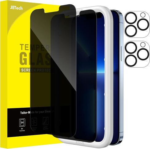 واقي شاشة الخصوصية JETech لهاتف iPhone 17 Pro، 2+2 عبوة | زجاج مقسى مضاد للتجسس، مع واقي عدسة الكاميرا، أداة سهلة التركيب in Kuwait