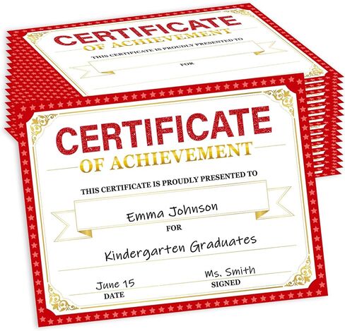 30 Certificates of Achievement Student Award Certificates Kindergarten Graduation Certificates Paper Monthly Certificates 8.5 x 11 inches (Black) in Saudi Arabia