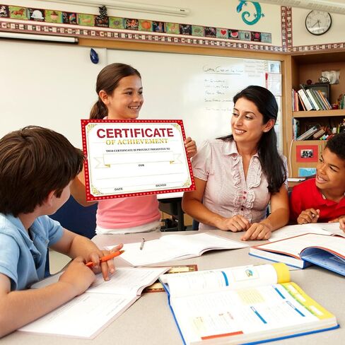 30 Certificates of Achievement Student Award Certificates Kindergarten Graduation Certificates Paper Monthly Certificates 8.5 x 11 inches (Black) in Saudi Arabia
