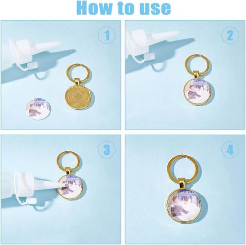 DICOSMETIC 20 Sets Keychain Pendant Tray 20mm Platinum Alloy Cabochon Keychain Blanks with Keyring DIY Keyring Making kit for Photo Resin Personalized Crafting in Saudi Arabia