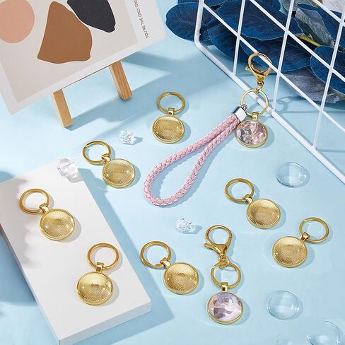 DICOSMETIC 20 Sets Keychain Pendant Tray 20mm Platinum Alloy Cabochon Keychain Blanks with Keyring DIY Keyring Making kit for Photo Resin Personalized Crafting in Saudi Arabia