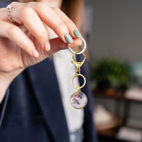 DICOSMETIC 20 Sets Keychain Pendant Tray 20mm Platinum Alloy Cabochon Keychain Blanks with Keyring DIY Keyring Making kit for Photo Resin Personalized Crafting in Saudi Arabia