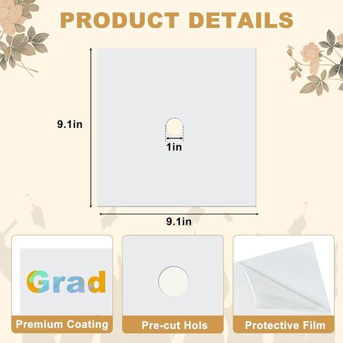 3 PCS Sublimation Cap Cap Topper Blanks Decorations Decorations Premium Hardboard MDF Grad Cap Topper Blanks 2025 Gregts Gifts Accessories 9.1 "X 9.1" in Saudi Arabia