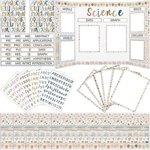 96 Pcs Science Fair Board Supplies Includes Self Adhesive Science Fair Project Titles Subtitles Presentation Bulletin Border Letter Stickers Classroom(Ocean Style) in Kuwait