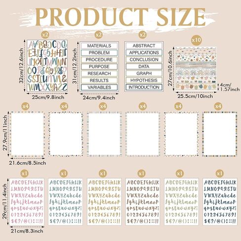 96 Pcs Science Fair Board Supplies Includes Self Adhesive Science Fair Project Titles Subtitles Presentation Bulletin Border Letter Stickers Classroom(Ocean Style) in Kuwait