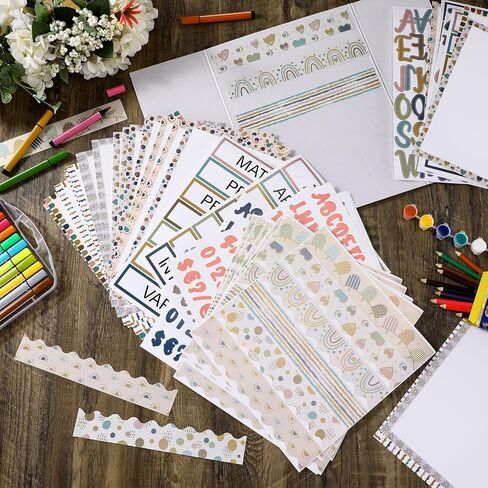 96 Pcs Science Fair Board Supplies Includes Self Adhesive Science Fair Project Titles Subtitles Presentation Bulletin Border Letter Stickers Classroom(Ocean Style) in Kuwait