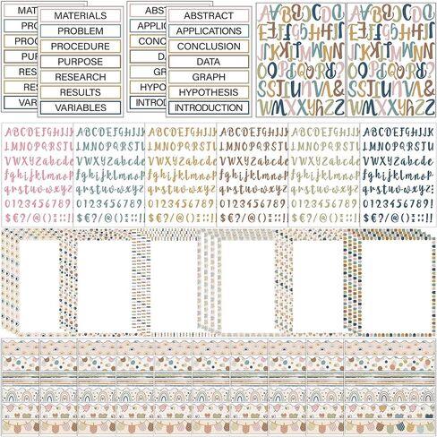 96 Pcs Science Fair Board Supplies Includes Self Adhesive Science Fair Project Titles Subtitles Presentation Bulletin Border Letter Stickers Classroom(Ocean Style) in Kuwait