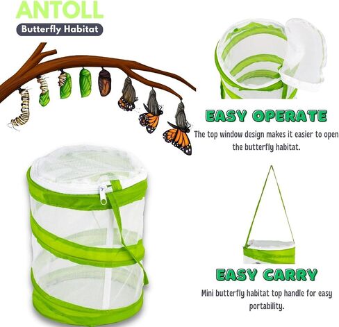 6PCS Mini Butterfly Habitat, Dragonfly Butterfly Flying Insect Mesh Cage, Outdoor Observation Plant and Small Animal Terrarium Pop up Open-5.5" x 7.5" Tall (S-Cylinder 6pcs) in Saudi Arabia