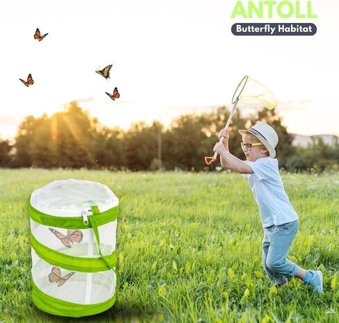 6PCS Mini Butterfly Habitat, Dragonfly Butterfly Flying Insect Mesh Cage, Outdoor Observation Plant and Small Animal Terrarium Pop up Open-5.5" x 7.5" Tall (S-Cylinder 6pcs) in Saudi Arabia