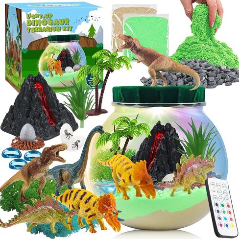 Dinosaur Light-Up Terrarium Kit for Kids Dinosaur Painting Arts and Night Light Crafts Kits for Kids- Birthday Gift for Boys Age 6+Year Old in Saudi Arabia