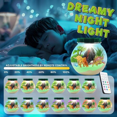 Dinosaur Light-Up Terrarium Kit for Kids Dinosaur Painting Arts and Night Light Crafts Kits for Kids- Birthday Gift for Boys Age 6+Year Old in Saudi Arabia