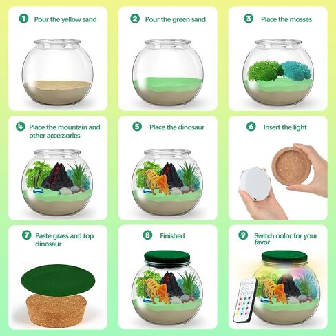 Dinosaur Light-Up Terrarium Kit for Kids Dinosaur Painting Arts and Night Light Crafts Kits for Kids- Birthday Gift for Boys Age 6+Year Old in Saudi Arabia