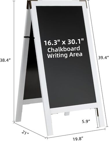 VOWNER Magnetic A Frame Chalkboard, 40" x 20" Double-Sided Sandwich Board Outdoor, Sidewalk Sign with Bracket Hinges, Freestanding Menu Board for Restaurant, Café, Wedding, White in Saudi Arabia