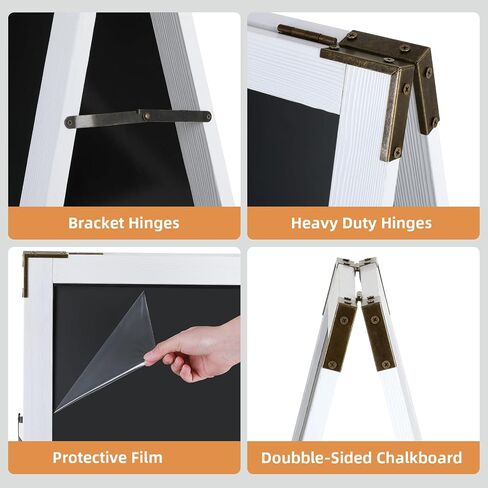 VOWNER Magnetic A Frame Chalkboard, 40" x 20" Double-Sided Sandwich Board Outdoor, Sidewalk Sign with Bracket Hinges, Freestanding Menu Board for Restaurant, Café, Wedding, White in Saudi Arabia