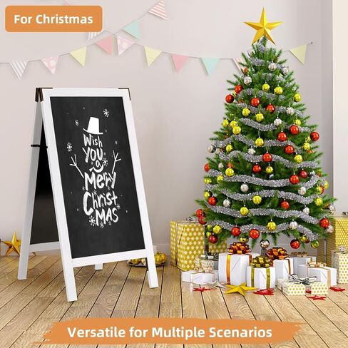 VOWNER Magnetic A Frame Chalkboard, 40" x 20" Double-Sided Sandwich Board Outdoor, Sidewalk Sign with Bracket Hinges, Freestanding Menu Board for Restaurant, Café, Wedding, White in Saudi Arabia