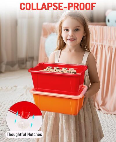 GAMENOTE Colored Plastic Storage Bins with Lids, Stackable Containers,Toy Storage Organizer - 5 Qt 6 Pack-Small Tubs,Tote Box for Classroom, Kids, Sorting (12×7.2×5.1 in) in Saudi Arabia
