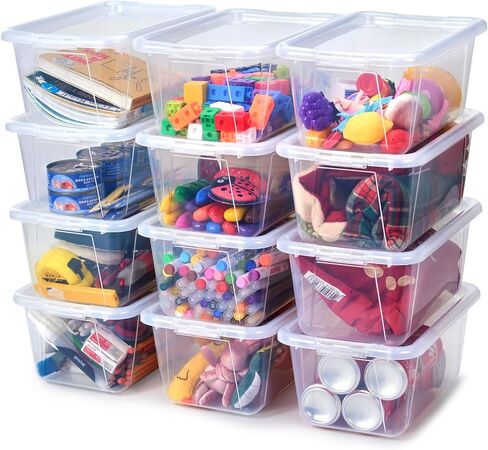 GAMENOTE Colored Plastic Storage Bins with Lids, Stackable Containers,Toy Storage Organizer - 5 Qt 6 Pack-Small Tubs,Tote Box for Classroom, Kids, Sorting (12×7.2×5.1 in) in Saudi Arabia