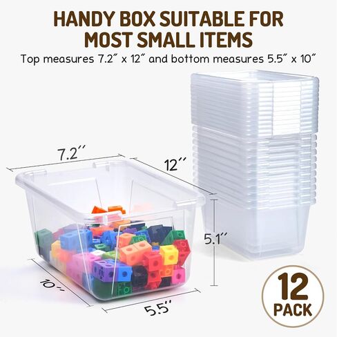 GAMENOTE Colored Plastic Storage Bins with Lids, Stackable Containers,Toy Storage Organizer - 5 Qt 6 Pack-Small Tubs,Tote Box for Classroom, Kids, Sorting (12×7.2×5.1 in) in Saudi Arabia