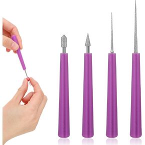 4 Pieces Bead Reamer for Jewelry Making, Beading Hole Enlarger Tool for Glass Plastic Metal Wood Beads, Remove Burrs, Enlarge Holes, Smooth Edges