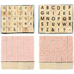 PATIKIL Letter Stamps Wood Rubber Stamp, 60Pcs Vintage Alphabet Stamps Set Wooden Stamp Stamper for Card Making DIY Crafting Scrapbooking, Brown