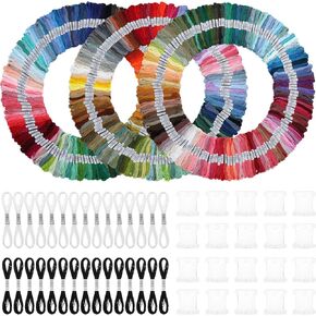 447 Skeins التطريز Floss 30 Skeins White & Black Cross Threads Threads Rainbow Color Thereft With 20 قطعة بكرات خيط