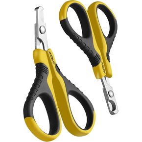 JAZZZNAP Cat Nail Clippers, Pet Nail Cutter Kitten Nail Trimmers for Cat, Puppies, Birds, Curved and Flat Tips with Non-Slip Handle, Black 2Pcs