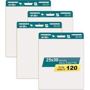 Vivin Super Sticky Easel Pad ، 25 × 30 بوصة ورقة مخطط للمعلمين ، ورق easel العصي الكبير ، مخطط مرساة للمعلم ، 30 ورقة/وسادة ، 4 وسادات/عبوة