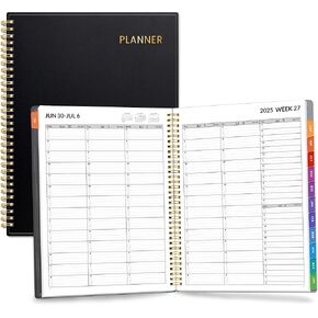 SUNEE 2025-2026 Appointment Book, Quarter-Hourly, Weekly & Monthly - from July 2025 to June 2026, 8.5"x11" Academic Planner, Flexible Cover, Note Pages, Bookmark, Spiral Binding, Black