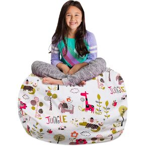 Posh Stuffable Kids Stuffed Animal Storage Bean Bag Chair Cover - Childrens Toy Organizer, X-Large 48" - Canvas Animals Forest Critters