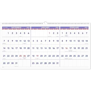 AT-A-GLANCE 2026 Wall Calendar, 24" x 12", Large, Horizontal, 3-Month Reference (PM142826)
