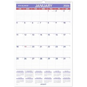 AT-A-GLANCE 2026 Erasable Calendar, Dry Erase Wall Planner, 15.5" x 22.75", Medium (PMLM032826)