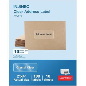 2" x 4" Clear Address Labels, Shipping Address Labels for Laser Printers, Shipping Labels Compatible with 8663, 5663, 6522, 18663, Mailing Labels, Easy to Peel (250 Labels, 25 Sheets)