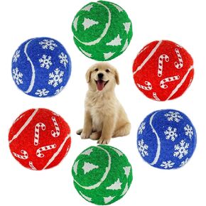 6PCS Christmas Tennis Balls for Dogs Aggressive Chewers for Dog | Christmas Tree Decoration Balls Colorful Tennis Balls (2.5'')