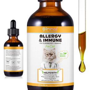 قطرات التخفيف من الحساسية للقطط ، حساسية الجلد القط وإغاثة الحكة فعالة ، 2FL OZ PET Natural Pet مع فيتامين C ، دعم المناعة