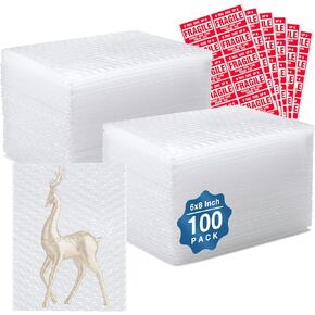 Metronic 50 Pack Bubble Out Bag 6''x8'', Bubble Pouches Packaging Bags, Double Walled Cushioning Bags Thickening Shockproof Foam Bags for Shipping, Packing, Moving