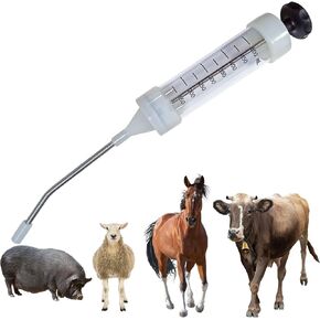 500ML Large Adjustable Veterinary Metal Feeding Gun, Big Dosage Drench Syringe Reusable Goat Syringe Continuous Dosing Device Veterinary Medicine Dispenser, for Pig Cow, Sheep, Horse