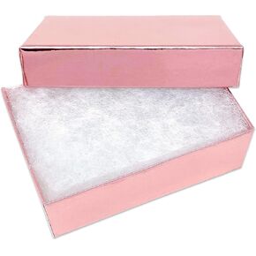 Thedisplayguys - 100 pack #32 Cotton Cortboard Paper Jolebry Joleds Case - Metallic Rose Gold (3.3 "× 2.3" × 1.0 ") - للشحن أو التخزين